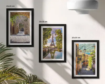 3-piece wall art set featuring beautiful streets, historic architecture, and the Eiffel Tower