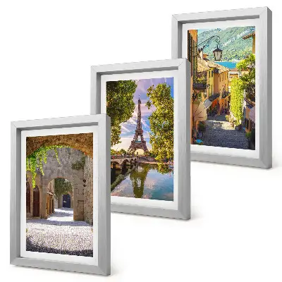 3-piece wall art set featuring beautiful streets, historic architecture, and the Eiffel Tower