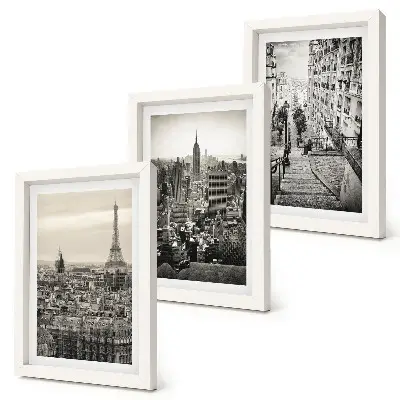 3-piece wall art set City views Paris New York and charming stairs