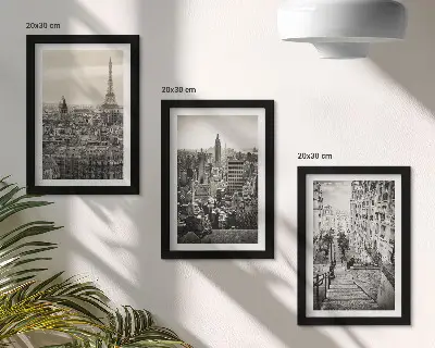 3-piece wall art set city views of Paris and New York alongside charming stairs
