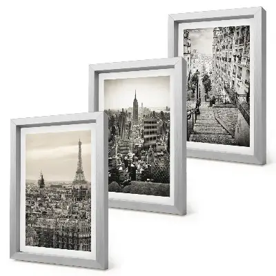 3-piece wall art set city views of Paris and New York alongside charming stairs
