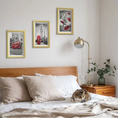 3-piece wall art set Red accents and famous London buildings
