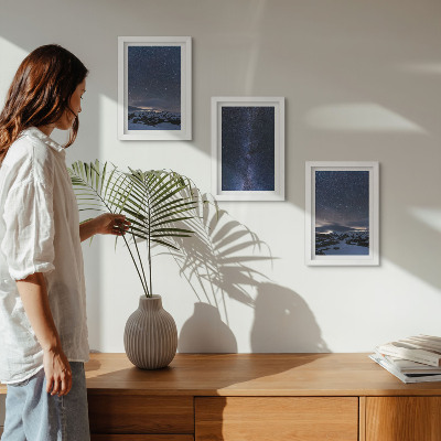 Photo frame wall Night sky with stars and a mountain landscape