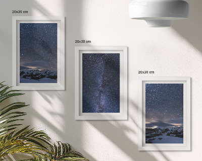 Photo frame wall Night sky with stars and a mountain landscape