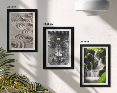 3-piece wall art set The peace of nature with stones, a waterfall and Buddha