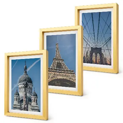 Photo frame wall views of famous buildings from cities around the world