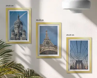 Photo frame wall views of famous buildings from cities around the world