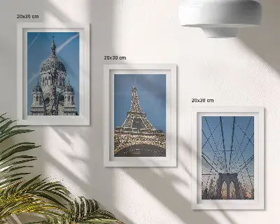 Photo frame wall views of famous buildings from cities around the world