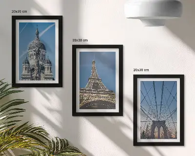 Photo frame wall views of famous buildings from cities around the world
