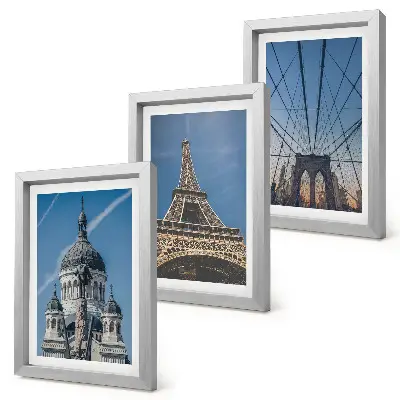 Photo frame wall Views of famous buildings from various cities around the world