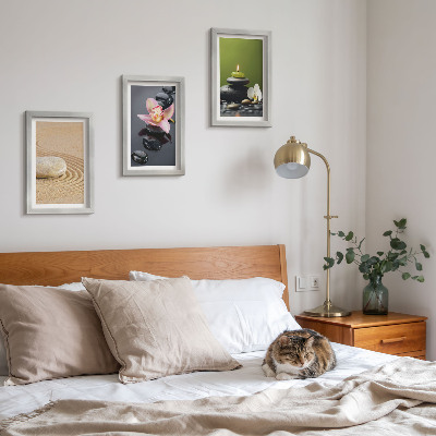 Framed triptych Relaxing stone motifs of peace and zen