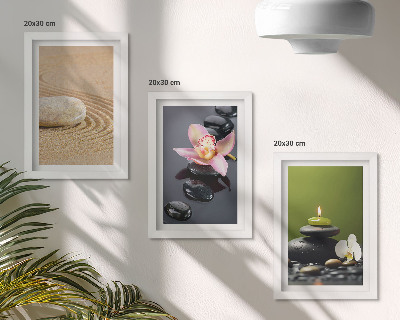 Framed triptych Relaxing stone motifs of peace and zen
