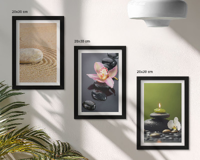 Framed triptych Relaxing stone motifs of peace and zen