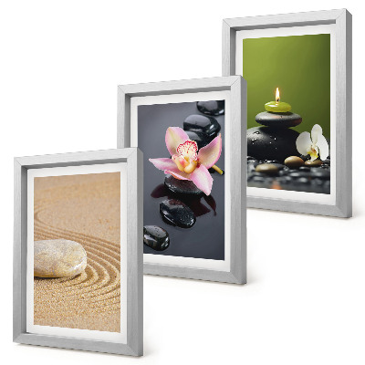 Framed triptych Relaxing stone motifs of peace and zen