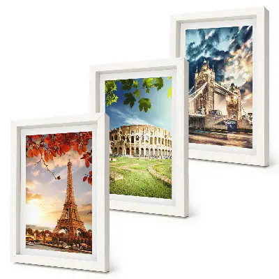 Photo frame wall Monuments of Europe in the warm colors of the landscape