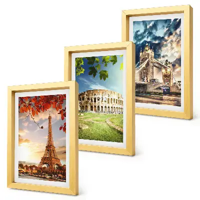 Photo frame wall Monuments of Europe in the warm colors of the landscape