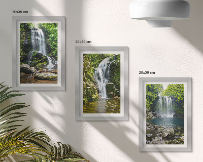 Photo frame wall Waterfalls in a green setting with stones and water