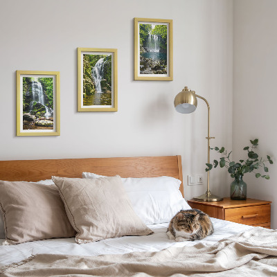 Photo frame wall Waterfalls in a green setting with stones and water