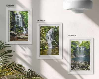 Photo frame wall Waterfalls in a green setting with stones and water