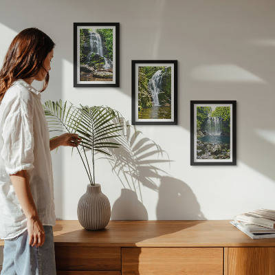 Photo frame wall Waterfalls in a green setting with stones and water