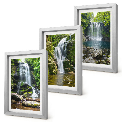 Photo frame wall Waterfalls in a green setting with stones and water