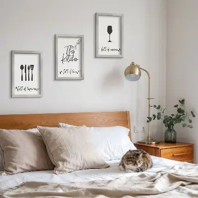 3-piece wall art set kitchen utensil patterns with inscriptions