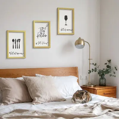 3-piece wall art set kitchen utensil patterns with inscriptions