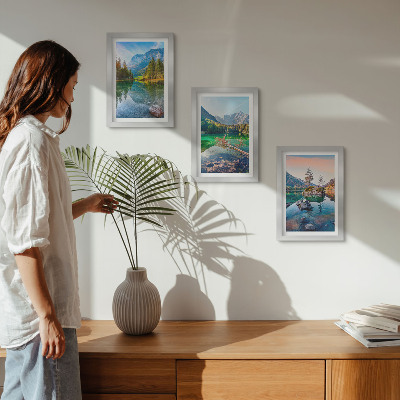 Photo frame wall Mountain lakes with water and surrounding natural landscapes
