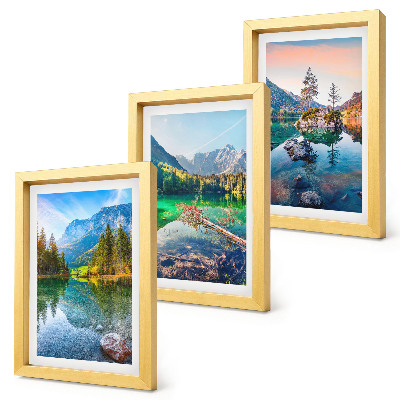 Photo frame wall Mountain lakes with water and surrounding natural landscapes