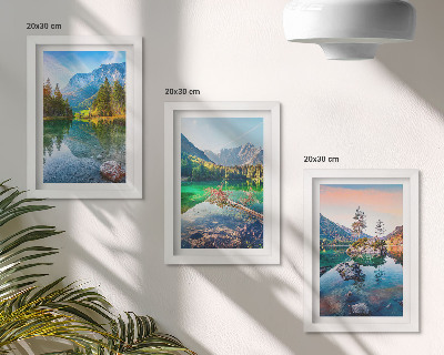Photo frame wall Mountain lakes with water and surrounding natural landscapes