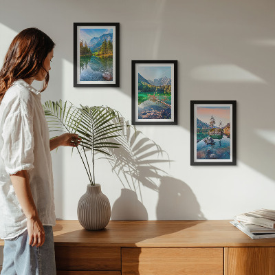 Photo frame wall Mountain lakes with water and surrounding natural landscapes