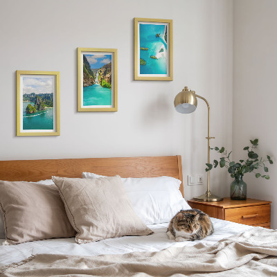 3-piece wall art set Tropical landscapes with islands and turquoise water