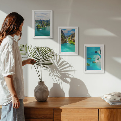 3-piece wall art set Tropical landscapes with islands and turquoise water