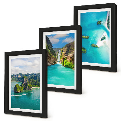 3-piece wall art set Tropical landscapes with islands and turquoise water