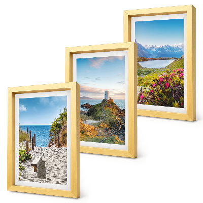 Photo frame wall View of the lighthouse beach, mountains and flowers