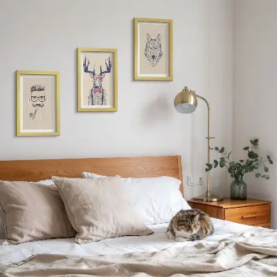 3-piece wall art set Stylish portraits of animals and men