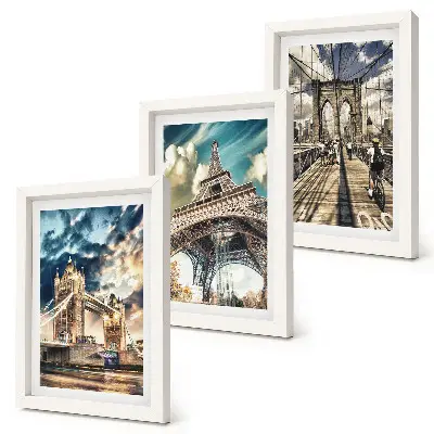 Framed triptych Bridges and towers in European cities