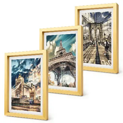 Framed triptych Bridges and towers in European cities