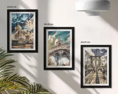 Bridges and towers in European cities framed triptych