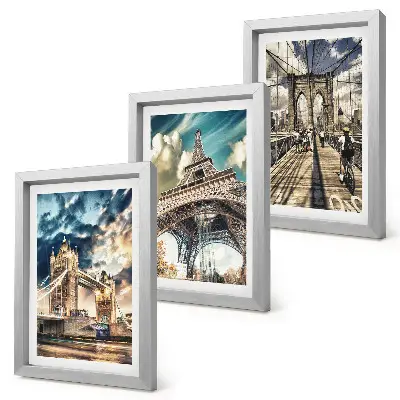 Framed triptych Bridges and towers in European cities