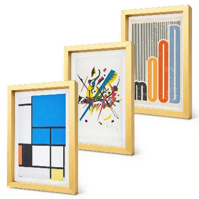 3-piece wall art set featuring abstract modern compositions with geometric shapes