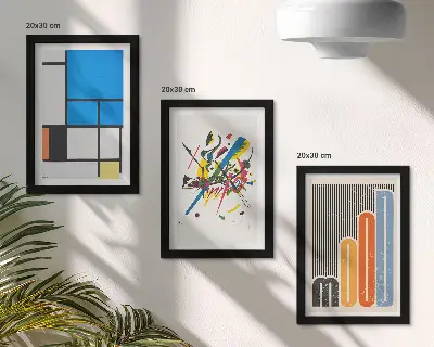 3-piece wall art set featuring abstract modern compositions with geometric shapes