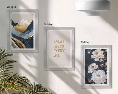 Photo frame wall Abstract mountains flowers and inspiring lettering