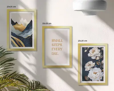 Photo frame wall Abstract mountains flowers and inspiring lettering