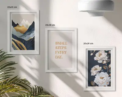 Photo frame wall Abstract mountains flowers and inspiring lettering
