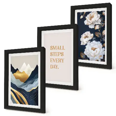 Photo frame wall Abstract mountains flowers and inspiring lettering