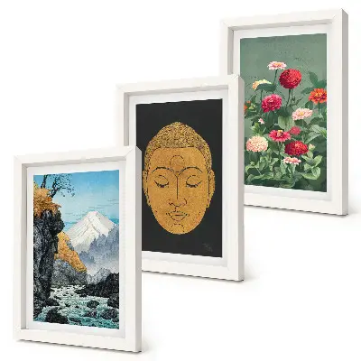 3-Piece Wall Art Set featuring japanese nature and cultural japandi style