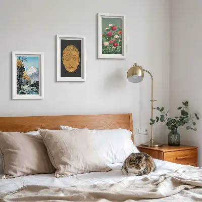 3-Piece Wall Art Set featuring japanese nature and cultural japandi style