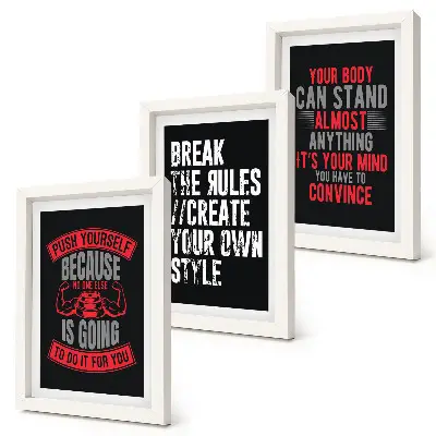 3-piece wall art set featuring motivational slogans for training and self-development