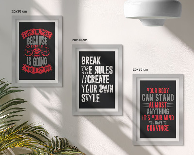 3-piece wall art set Motivation for training and self-development slogans